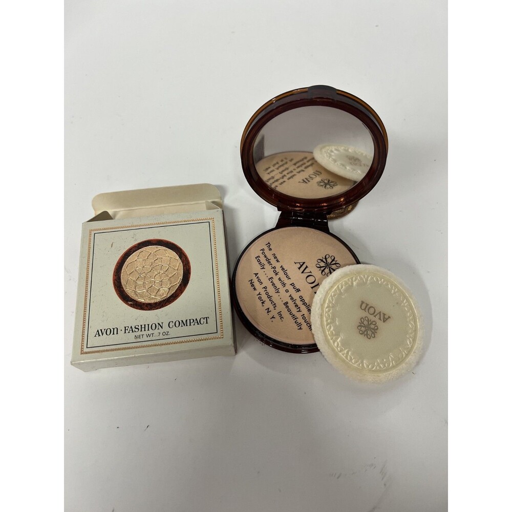 Vintage NOS Avon Fashion Compact rose pressed powder
